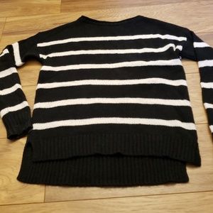 Black and White Striped Crewneck Sweater